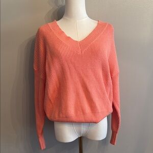 Stylish V-Neck Sweater in Coral